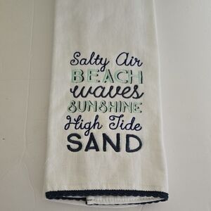 Coastal Embroidered Towel with Nautical Text